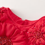 Dave&Bella Kids Girls Summer Noble Red/Pink Luxury Couture Party Graduation Tulle Dress