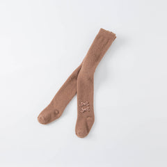 Dave&Bella Girls Autumn Brown/Dark Grey Outdoor Footed Tights Leggings