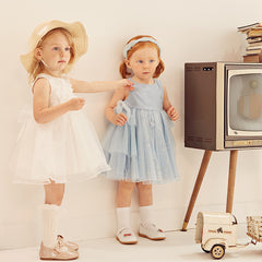 Dave & Bella Summer Girls White Lace Princess Dress