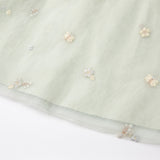 Dave&Bella Kids Girls Summer Grey Green Floral Sleeveless A-line Dress(wallet bag)