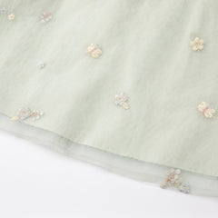 Dave&Bella Kids Girls Summer Grey Green Floral Sleeveless A-line Dress(wallet bag)