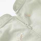 Dave&Bella Kids Girls Summer Grey Green Floral Sleeveless A-line Dress(wallet bag)