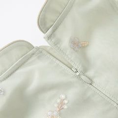 Dave&Bella Kids Girls Summer Grey Green Floral Sleeveless A-line Dress(wallet bag)