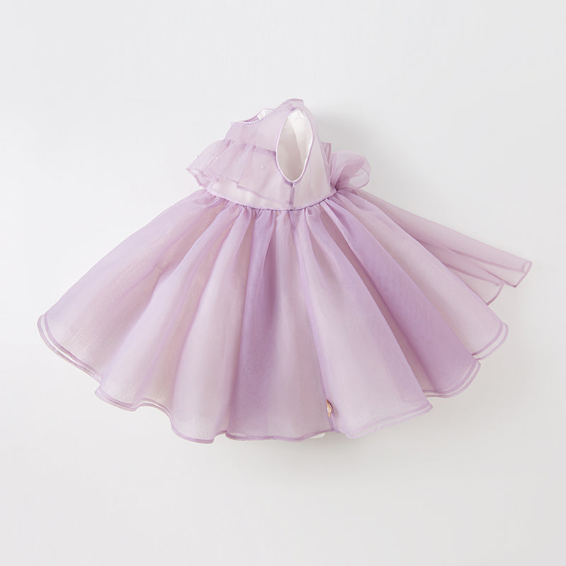 Dave&Bella Kids Girls Summer Grey Purple Sleeveless Luxury Tutu Princess Tulle Dress