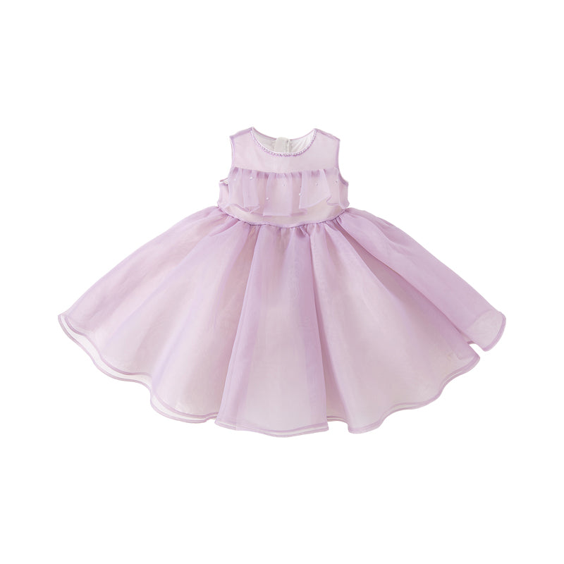 Dave&Bella Kids Girls Summer Grey Purple Sleeveless Luxury Tutu Princess Tulle Dress