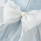 Dave&Bella Kids Girls Summer Elegant Blue Embroidery Lace Hem Princess Tulle Dress