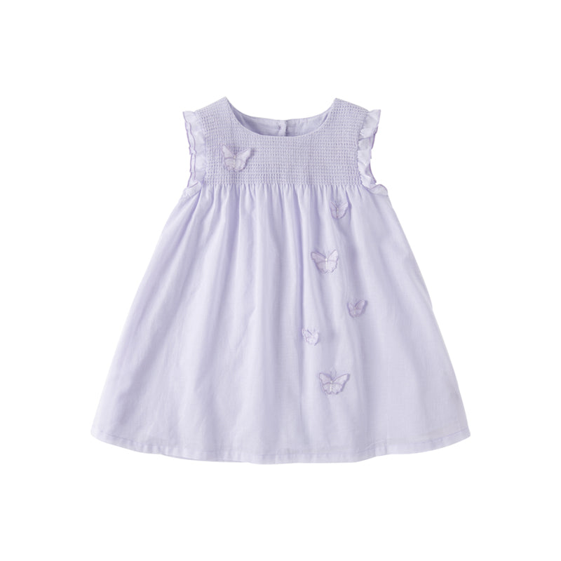 Dave&Bella Girls Summer Cotton Light Purple Butterfly Sleeveless Princess Dress