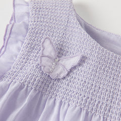 Dave&Bella Girls Summer Cotton Light Purple Butterfly Sleeveless Princess Dress