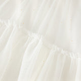 Dave&Bella Summer Kids Girls White Chinese-style Sleeveless Embroidery Mesh Dress