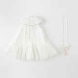 Dave&Bella Summer Kids Girls White Chinese-style Sleeveless Embroidery Mesh Dress