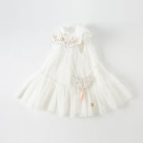 Dave&Bella Summer Kids Girls White Chinese-style Sleeveless Embroidery Mesh Dress