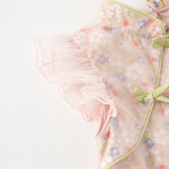 Dave&Bella Girls Summer Chinese Style Floral Print Dress (wallet bag)