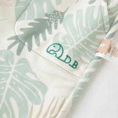 Dave&Bella Summer Toddler Boys Leaf Print White Two-Piece Suit