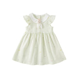 Dave&Bella Summer Toddler Girls Rabbit Bow Green Floral Casual Dress