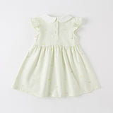 Dave&Bella Summer Toddler Girls Rabbit Bow Green Floral Casual Dress