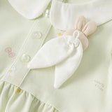 Dave&Bella Summer Toddler Girls Rabbit Bow Green Floral Casual Dress