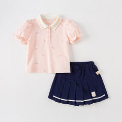 Dave&Bella Summer Baby Girls Polo Shirt Bubble Sleeve Cotton Top