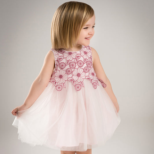 Dave&Bella Girls Summer Purple Sleeveless Mesh Birthday Party Dress