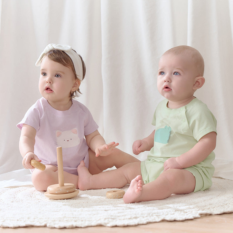 Dave&Bella Baby Girls/Boys Summer Cute Multi-color Short-sleeved Loose Rompers