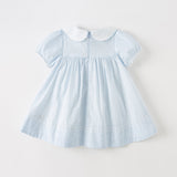 Dave&Bella Toddler Girls Summer Blue White Striped Breathable Cotton Preppy Dress