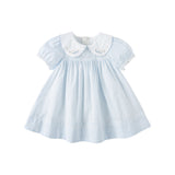 Dave&Bella Toddler Girls Summer Blue White Striped Breathable Cotton Preppy Dress