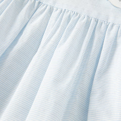 Dave&Bella Toddler Girls Summer Blue White Striped Breathable Cotton Preppy Dress