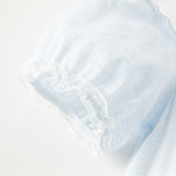 Dave&Bella Toddler Girls Summer Blue White Striped Breathable Cotton Preppy Dress