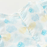 Dave&Bella Girls Summer Cotton Sweet Blue Bubble Sleeve Princess Dress