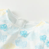 Dave&Bella Girls Summer Cotton Sweet Blue Bubble Sleeve Princess Dress