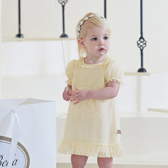 Dave&Bella Girls Summer Moonlight Yellow Mesh Noble Elegant Princess Dress