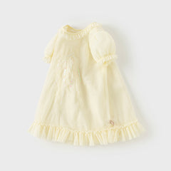 Dave&Bella Girls Summer Moonlight Yellow Mesh Noble Elegant Princess Dress