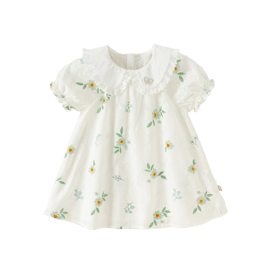 Dave&Bella Girls Summer Cute Floral Print Doll Collar Party Dress