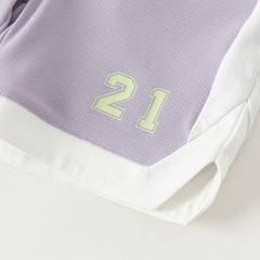 Dave&Bella Toddler Boys Summer Blue/Purple Outdoor Soft Moisture-wicking Outfit Sets