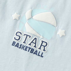 Dave&Bella Toddler Boys Summer Blue/Purple Outdoor Soft Moisture-wicking Outfit Sets