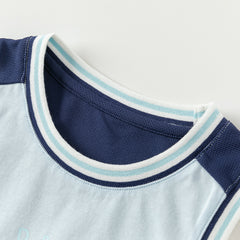 Dave&Bella Toddler Boys Summer Blue/Purple Outdoor Soft Moisture-wicking Outfit Sets