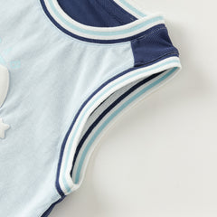 Dave&Bella Toddler Boys Summer Blue/Purple Outdoor Soft Moisture-wicking Outfit Sets