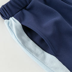 Dave&Bella Toddler Boys Summer Blue/Purple Outdoor Soft Moisture-wicking Outfit Sets