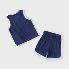 Dave&Bella Toddler Boys Summer Blue/Purple Outdoor Soft Moisture-wicking Outfit Sets