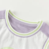 Dave&Bella Toddler Boys Summer Blue/Purple Outdoor Soft Moisture-wicking Outfit Sets
