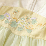 Dave&Bella Girls Summer Chinese Style Green Mesh Princess Dress (wallet bag）