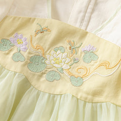 Dave&Bella Girls Summer Chinese Style Green Mesh Princess Dress (wallet bag）