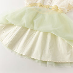 Dave&Bella Girls Summer Chinese Style Green Mesh Princess Dress (wallet bag）