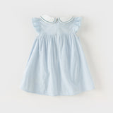 Dave&Bella Toddler Girls Summer Elegant Embroidery Flutter Sleeve Comfortable Dress