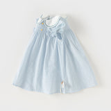 Dave&Bella Toddler Girls Summer Elegant Embroidery Flutter Sleeve Comfortable Dress