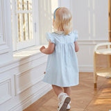 Dave&Bella Toddler Girls Summer Elegant Embroidery Flutter Sleeve Comfortable Dress