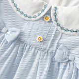 Dave&Bella Toddler Girls Summer Elegant Embroidery Flutter Sleeve Comfortable Dress
