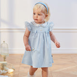 Dave&Bella Toddler Girls Summer Elegant Embroidery Flutter Sleeve Comfortable Dress