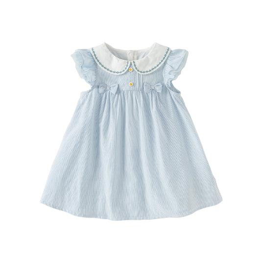 Dave&Bella Toddler Girls Summer Elegant Embroidery Flutter Sleeve Comfortable Dress