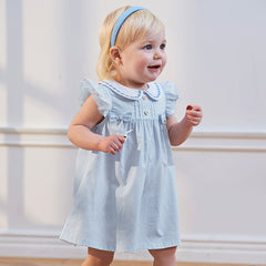 Dave&Bella Toddler Girls Summer Elegant Embroidery Flutter Sleeve Comfortable Dress