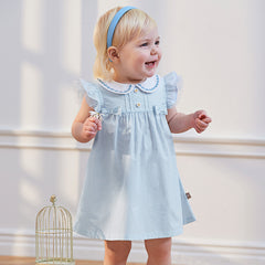 Dave&Bella Toddler Girls Summer Elegant Embroidery Flutter Sleeve Comfortable Dress